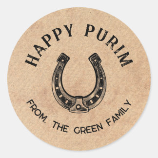 Adesivo Redondo Personalized Happy Purim Round Sticker - Horseshoe