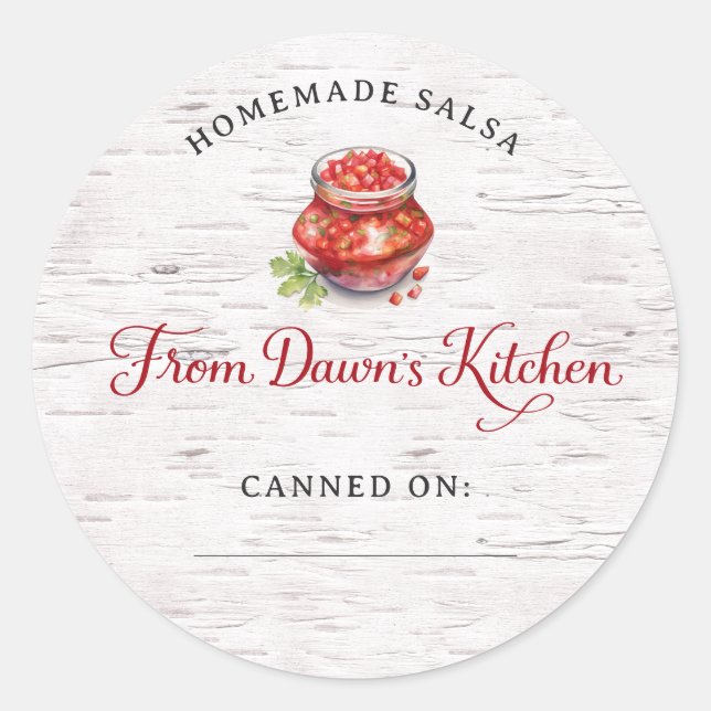 Adesivo Redondo Personalized Homemade Salsa Canning Stickers (Frente)