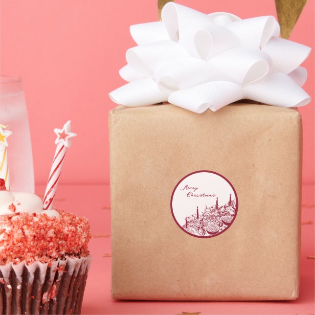 Adesivo Redondo Personalized Merry Christmas Table Minimal Design (Festa)