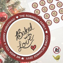 Adesivo Redondo Personalized Message Baked with Love Christmas