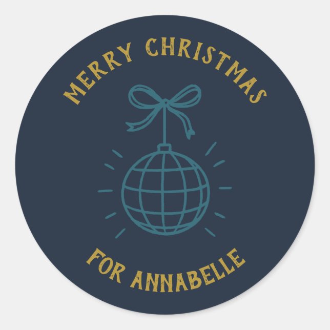 Adesivo Redondo Personalized Name Merry Christmas (Frente)