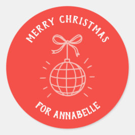 Adesivo Redondo Personalized Name Merry Christmas