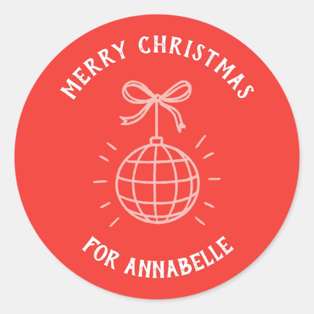 Adesivo Redondo Personalized Name Merry Christmas (Frente)