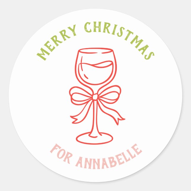 Adesivo Redondo Personalized Name Merry Christmas Drink (Frente)
