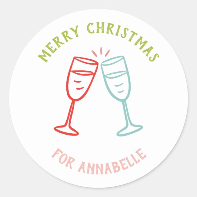 Adesivo Redondo Personalized Name Merry Christmas Drink (Frente)