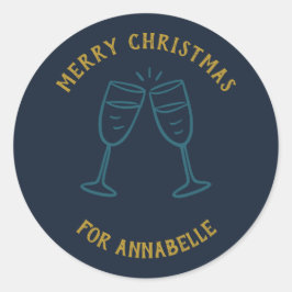 Adesivo Redondo Personalized Name Merry Christmas Drinks
