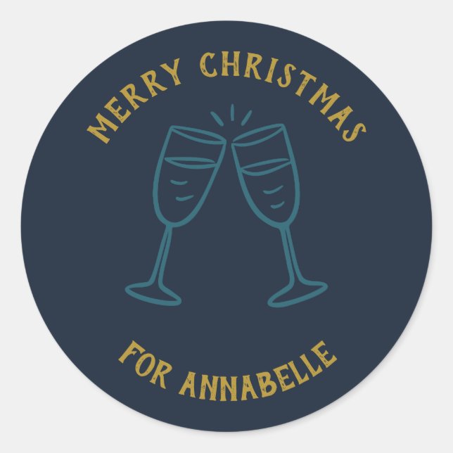 Adesivo Redondo Personalized Name Merry Christmas Drinks (Frente)
