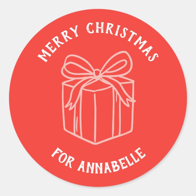 Adesivo Redondo Personalized Name Merry Christmas Gift (Frente)