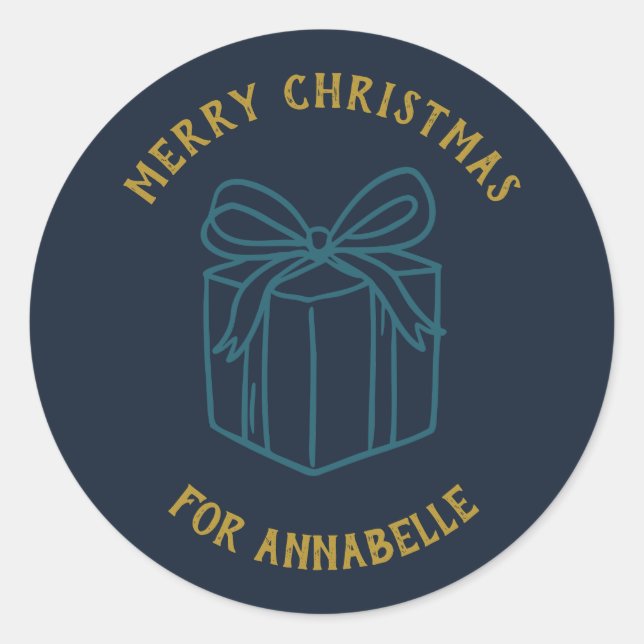 Adesivo Redondo Personalized Name Merry Christmas Gift (Frente)