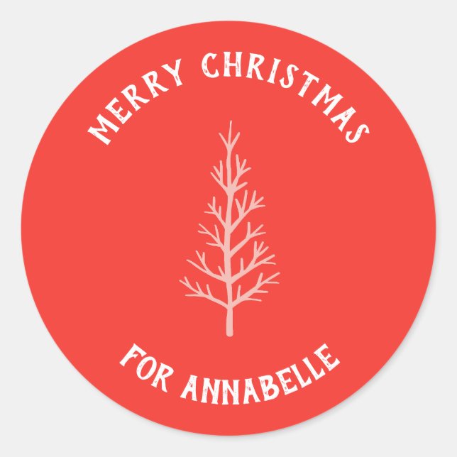 Adesivo Redondo Personalized Name Merry Christmas Tree (Frente)