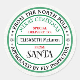 Adesivo Redondo Personalized North Pole Santa Name Sticker