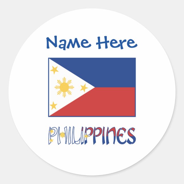 Adesivo Redondo Personalized Philippines Flag Name Round (Frente)