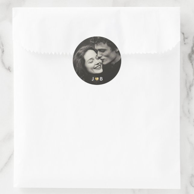 Adesivo Redondo Personalized Photo Wedding Custom Initials Treat (Bolsa)