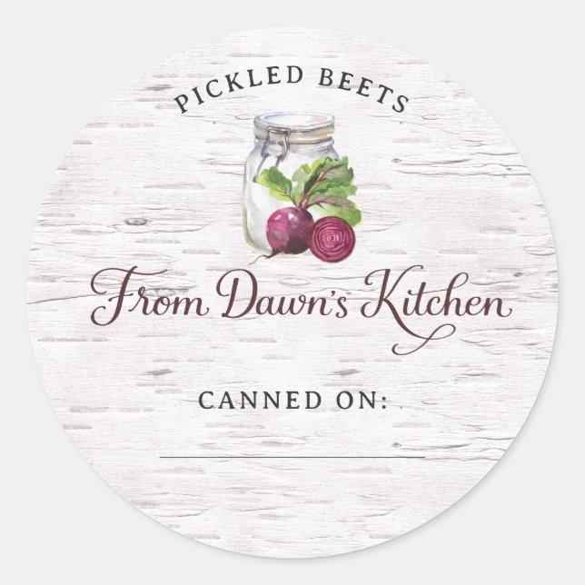Adesivo Redondo Personalized Pickled Beets Canning Stickers (Frente)
