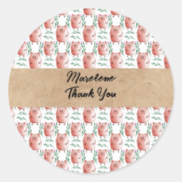 Adesivo Redondo Personalized Pig Sticker – Cute Custom Farm Animal