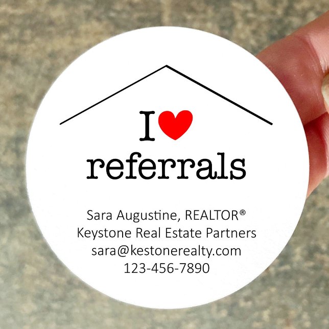 Adesivo Redondo Personalized Realtor I Love Referrals (Criador carregado)