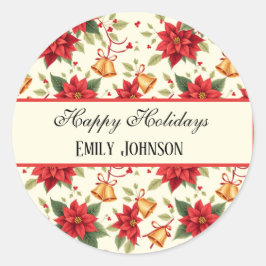 Adesivo Redondo Personalized Retro Christmas Floral Stationery 
