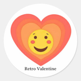 Adesivo Redondo Personalized Retro Smiley Heart Valentine Sticker