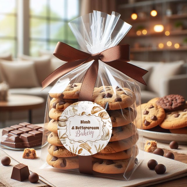 Adesivo Redondo Personalized Rustic Baking Business (Criador carregado)