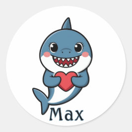 Adesivo Redondo Personalized Shark Valentine Sticker for Boys