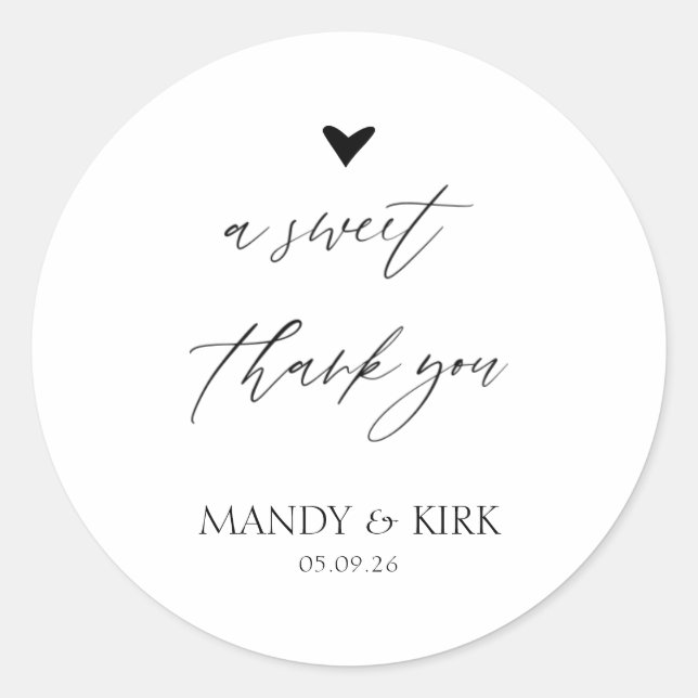 Adesivo Redondo Personalized Thank You Wedding Favor Sticker (Frente)