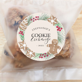 Adesivo Redondo Personalized Watercolor Cookie Exchange