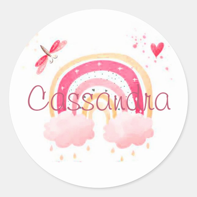Adesivo Redondo Personalized watercolor rainbow (Frente)