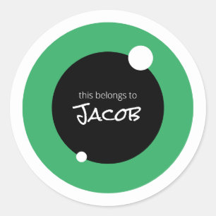 Adesivo Redondo Pertencentes à Escola de Nome Personalizado de Olh