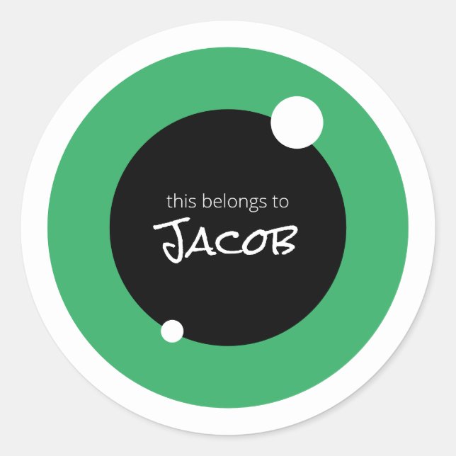 Adesivo Redondo Pertencentes à Escola de Nome Personalizado de Olh (Frente)