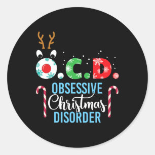 Adesivo Redondo Perturbação Obsessiva de Natal! Reindeer Antlers G