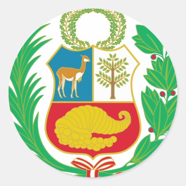 Adesivo Redondo Peru - Escudo Nacional (Emblema Nacional) (Frente)