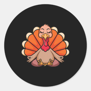 Adesivo Redondo Peru Yoga Dia de Ação de Graças Meditando Namaste
