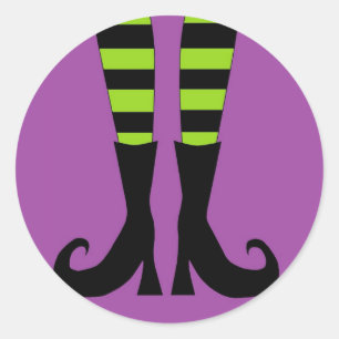 Adesivo Redondo Pés de bruxa de Halloween