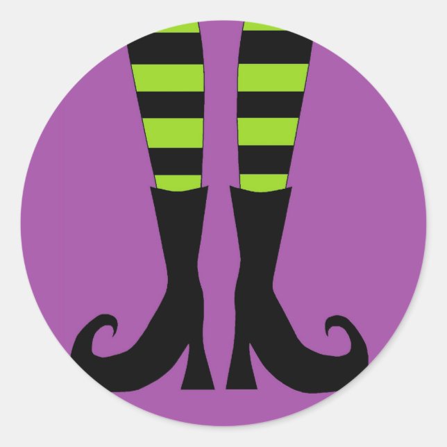 Adesivo Redondo Pés de bruxa de Halloween (Frente)