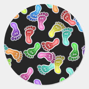 Adesivo Redondo Pés felizes do papel de parede