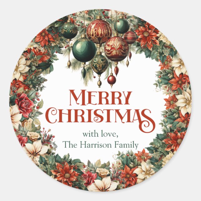 Adesivo Redondo Pesados bolas ornamentais vitorianas lavandas (Frente)