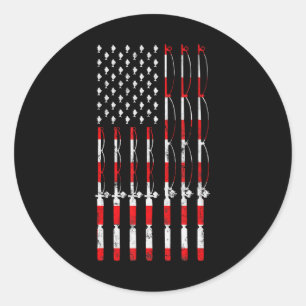 Adesivo Redondo Pesca com canas americana Bandeira Patriótica