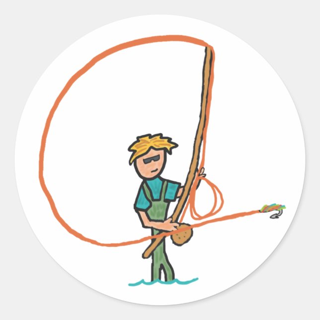 Adesivo Redondo Pesca com mosca (Frente)