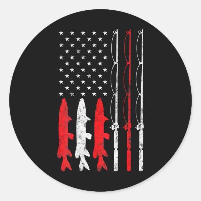 Adesivo Redondo Pesca com pavilhão americano (Frente)