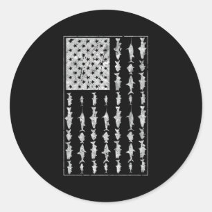 Adesivo Redondo Pesca com sal Bandeira Americana Saltwater