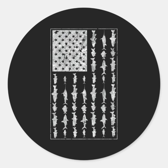 Adesivo Redondo Pesca com sal Bandeira Americana Saltwater (Frente)