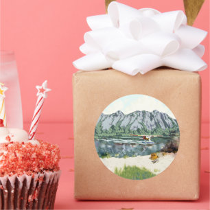 Adesivo Redondo Pesca com um avião Bush