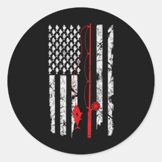 Adesivo Redondo Pesca De Bandeira Americana