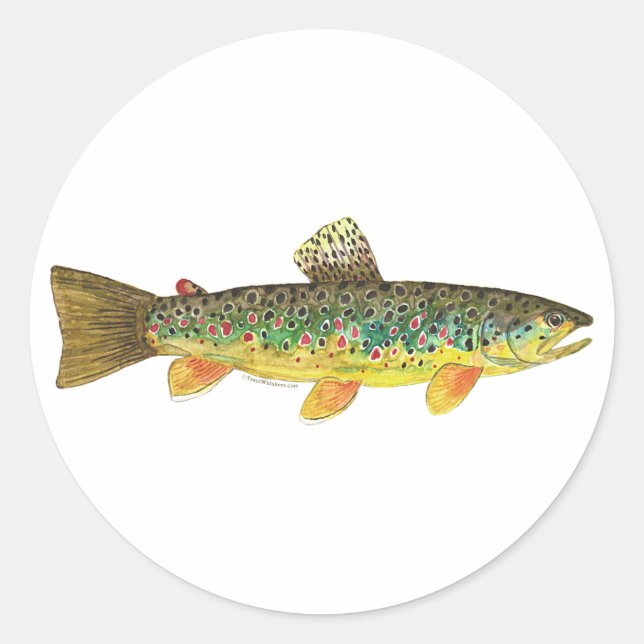 Adesivo Redondo Pesca de Truta Marrom (Frente)