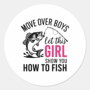Adesivo Redondo Pesca Divertida Para Meninas Mulheres Pescador Ama