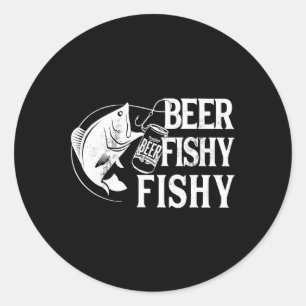 Adesivo Redondo Pesca Engraçado Com Cerveja