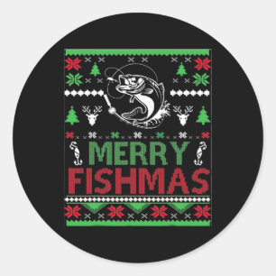 Adesivo Redondo Pesca Feia De Natal Byb Roupa