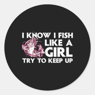 Adesivo Redondo Pesca Legal Para Mulheres Meninas Truta Pescadora