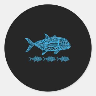 Adesivo Redondo Pesca Ulua Nativo Havaiano - Tribal Havaiano