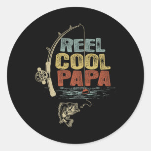 Adesivo Redondo Pescador Vintage Reel Legal Papa